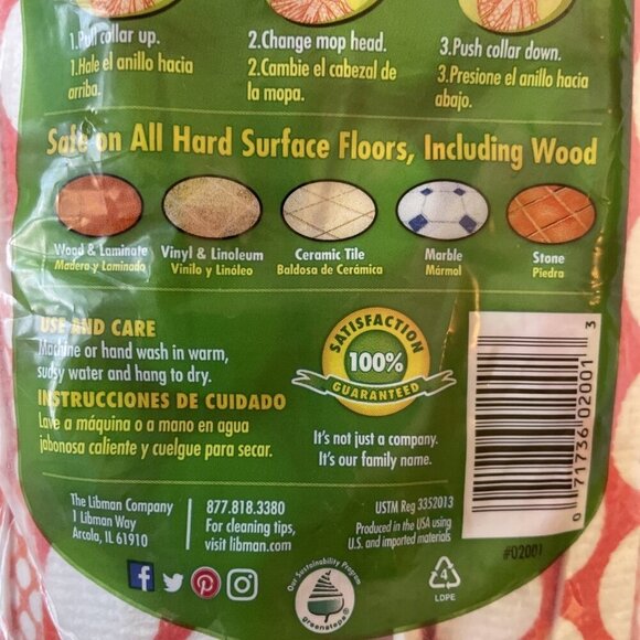 Libman Wonder Mop Refill Red Polka Dot Design Machine Washable Up To 50x For Har - Picture 7 of 8